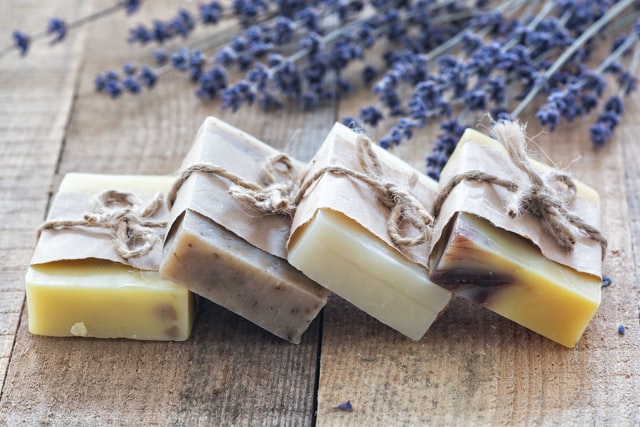 homemade purple herbal soap|