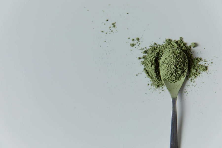 Kratom powder in a spoon|