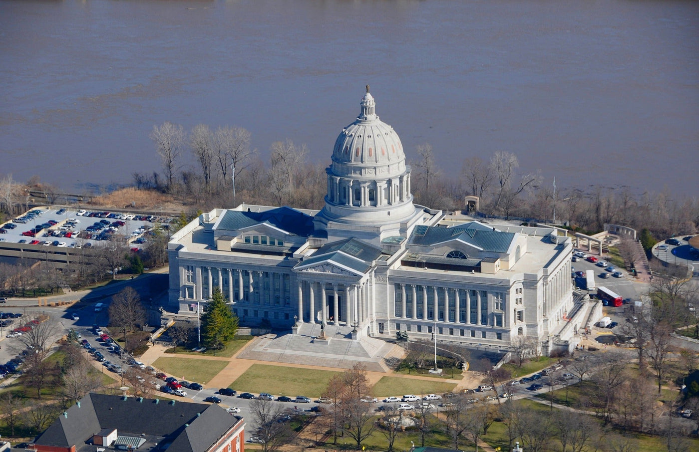 Aerial view of Missouri Capital building in Jefferson City