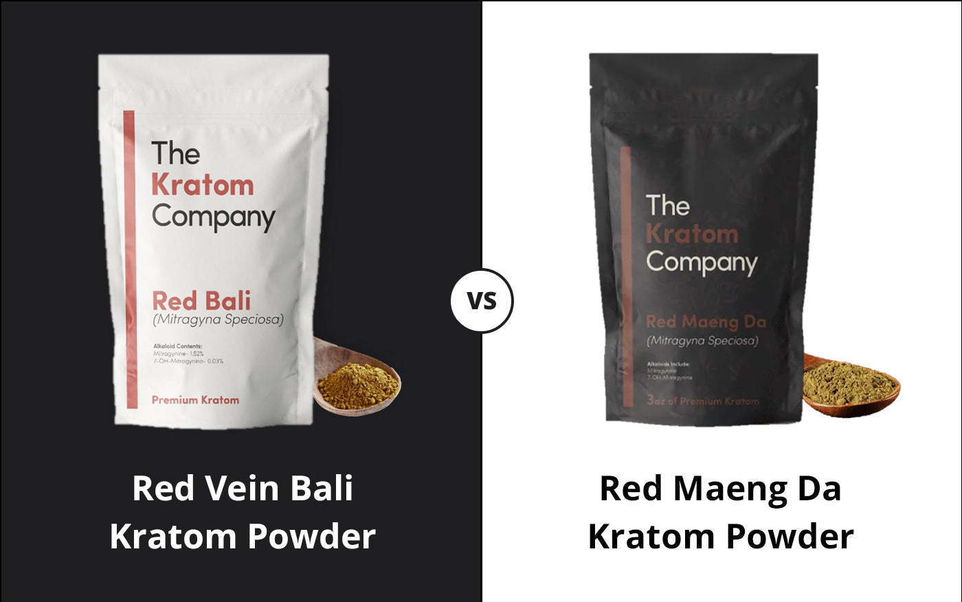 Infographic showing Red Maeng Da vs Red Bali kratom|