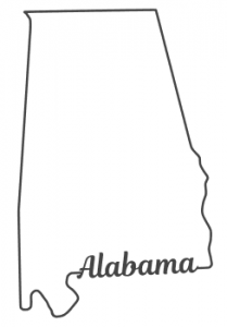 Outline drawing of the shape of Alabama