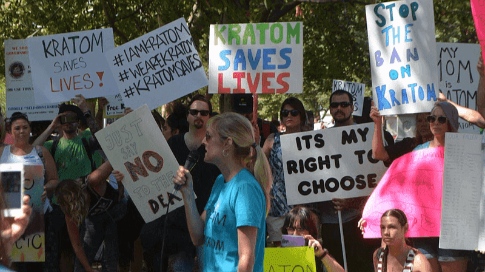 People protesting for kratom rights