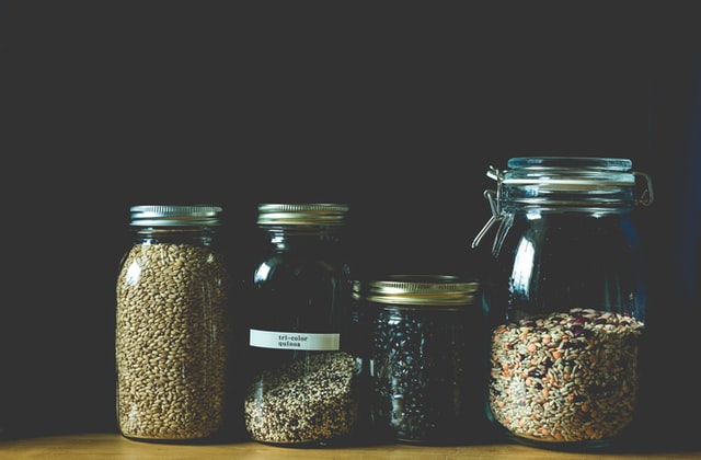 Jars of beans and seeds