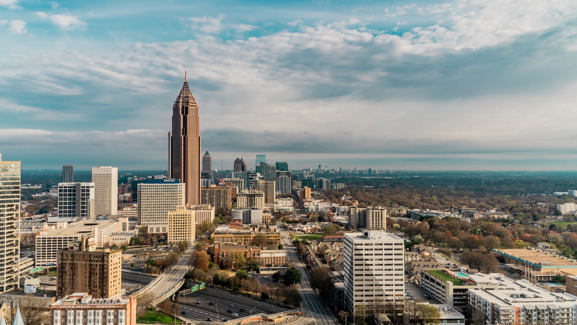 Downtown Atlanta Georgia skyline on a sunny day