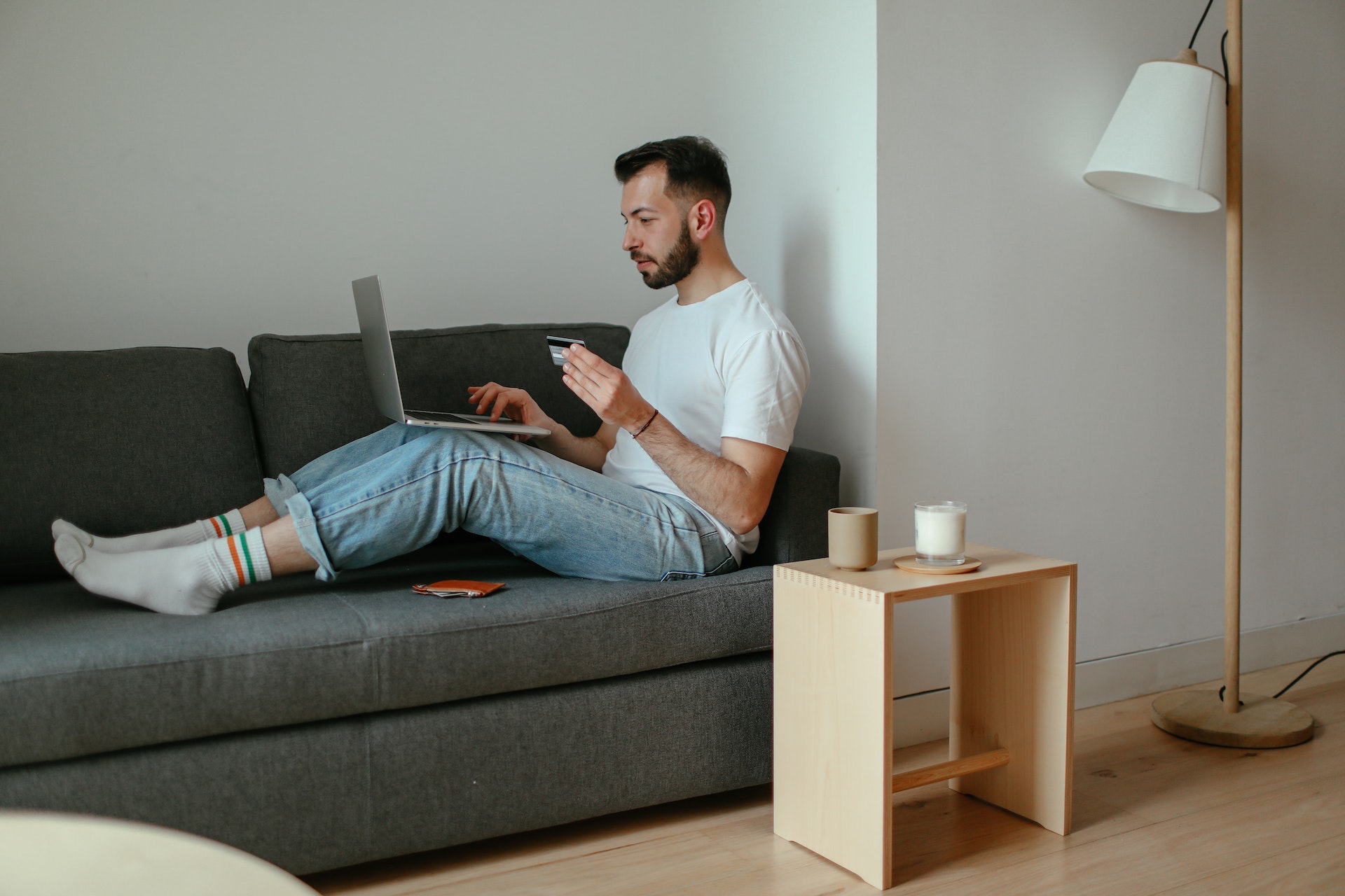 a man shopping online