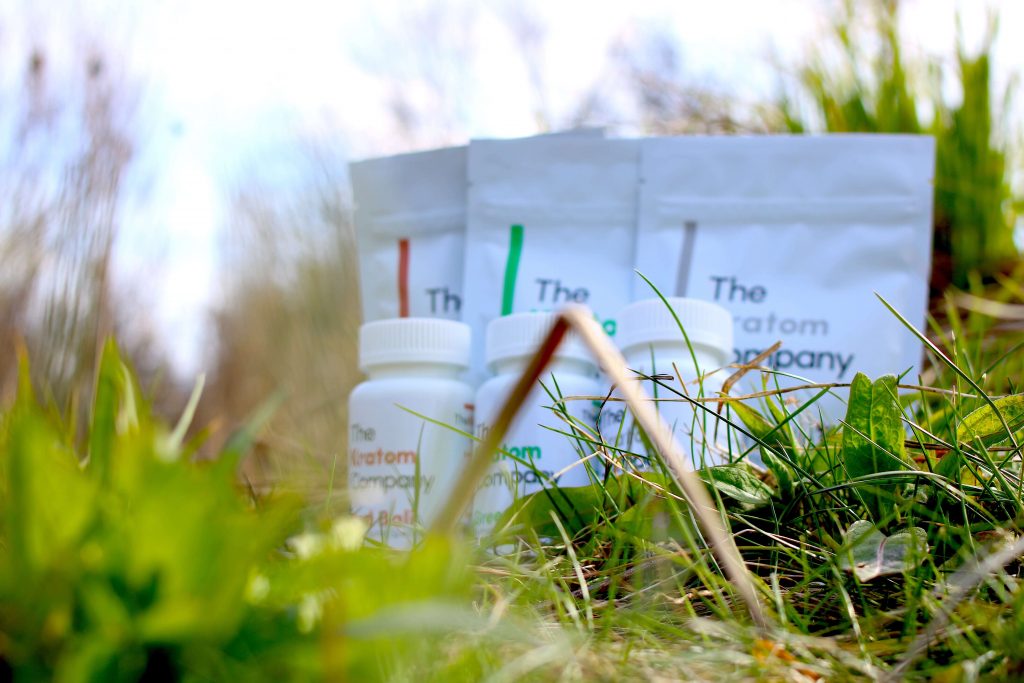 Kratom products on grass